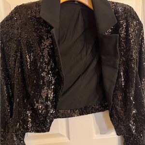 Express Black Sequin Blazer